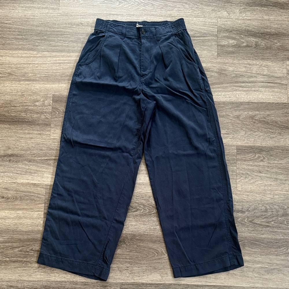 Madewell Women's Navy Wide Leg Pants Size 8 Viscose Blend High rise Trousers